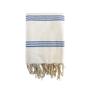 Fouta traditionnelle Calliope"  200x200cm 190g/m² Écru/Roya…