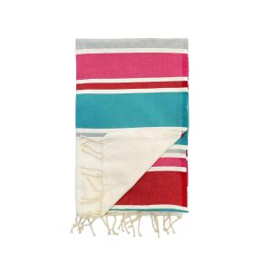 Fouta traditionnelle Hélios" Lake 100x200cm 190g/m² multico…