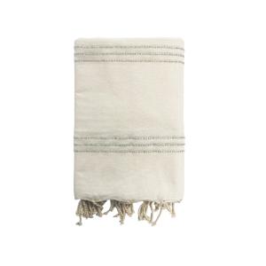 Fouta traditionnelle Isis" 100x200cm 190g/m² Écru/Argent"