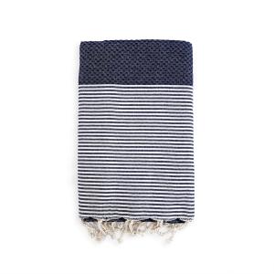 Fouta traditionnelle Mikanda" Navy 100x200"