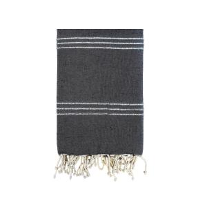 Fouta traditionnelle Osiris" 200x200cm 190g/m² Noir/Argent"