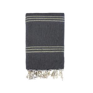 Fouta traditionnelle Osiris" 200x200cm 190g/m² Noir/Doré"