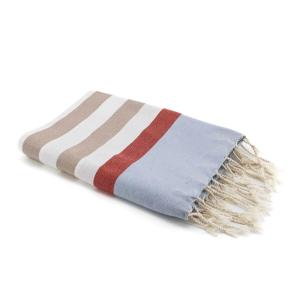 Fouta tricolore coton beige 100x200