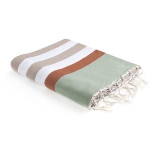 Fouta tricolore coton beige / terracotta 100x200