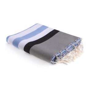 Fouta tricolore coton bleu ciel 100x200