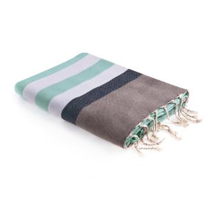 Fouta tricolore coton taupe clair 100x200