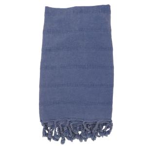 Fouta vintage 100%coton avec franges bleu vieilli 95 x 170…