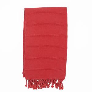 Fouta vintage 100% coton avec franges corail 95 x 170 cm