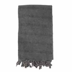 Fouta vintage 100% coton avec franges noire 95 x 170 cm