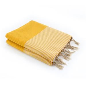 Fouta XXL coton jaune safran 200x200