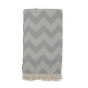 Fouta zig-zag grise 100% coton avec franges 95x170cm