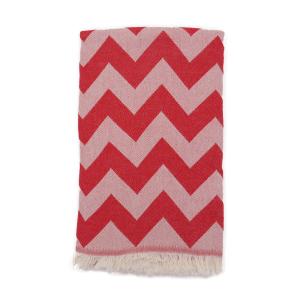 Fouta zig-zag rouge 100% coton avec franges 95x170cm