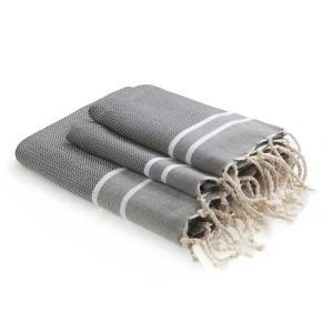 Foutas de bain (1 2) coton gris moyen 100x200 2(50x80)