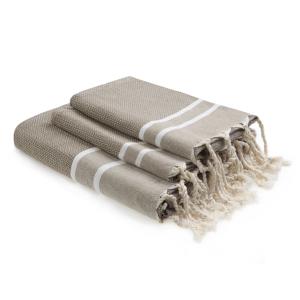 Foutas de bain (1 2) coton taupe 100x200 50x80(x2)