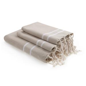 Foutas de bain (1 2) coton taupe clair 100x200 50x80(x2)