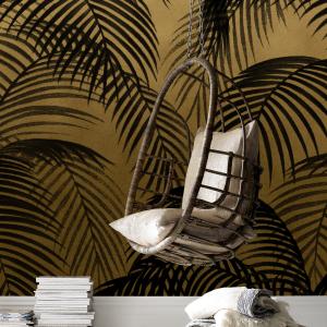 fresque panoramique palmiers glamour noir ocre 280x300cm
