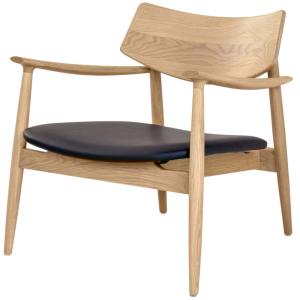 FRIDA- Fauteuil lounge en chêne naturel et PU noir