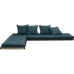 Futon canapé lit 2x70x200 bleu marine