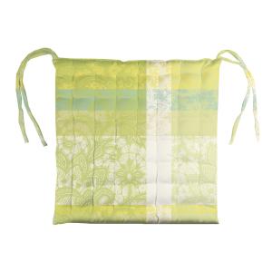 Galette de chaise enduit imperméable pur coton vert 38X38