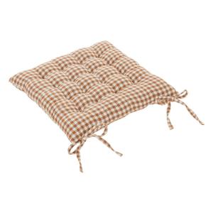 Galette de chaise imprimée vichy coton marron glacé 38x38 c…