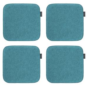 Galettes de chaises carrées bleu pétrole - Lot de 4 - env.…