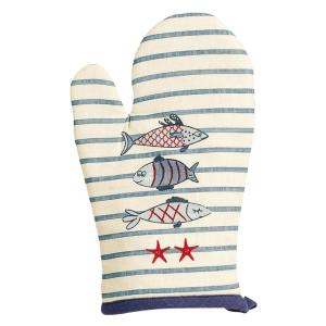 Gant de cuisine  en coton bleu 18 x 28 cm