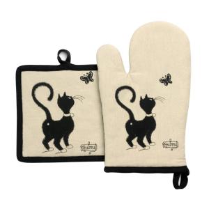 Gant de cuisine   Manique  Chat Papillon en coton beige 18…