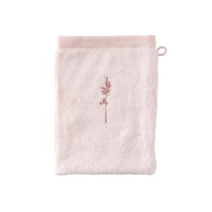 Gant de toilette coton bouclette brodé beige 15x21