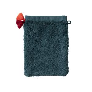 Gant de toilette coton bouclette uni bleu 15 x 21 cm