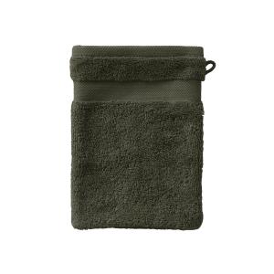 Gant de toilette coton bouclette uni vert 15 x 21 cm