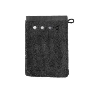 Gant de toilette coton brodé bouclette gris 15 x 21 cm