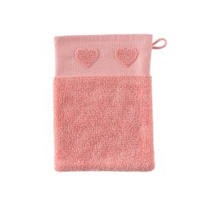 Gant  de toilette coton jacquard rose 15 x 21 cm