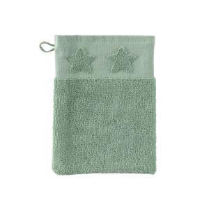 Gant de toilette coton jacquard vert 15 x 21 cm