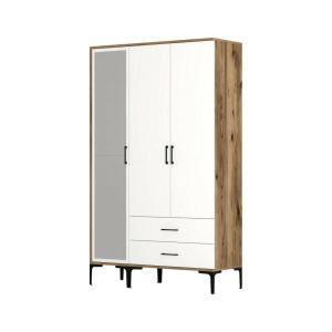 Garde-robe 3 portes effet bois noyer, blanc 120x201h48 cm