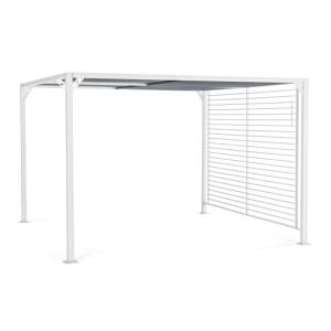 Gazebo pergola coulissant moderne en aluminium blanc 3x3,6 m