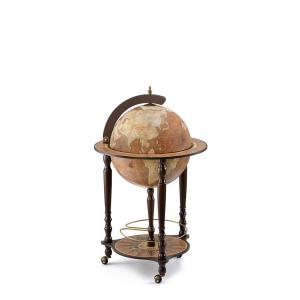 Globe bar mappemonde en bois brun rouille 55x55xh93
