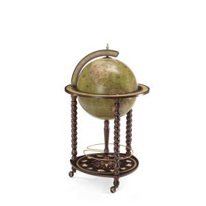 Globe bar mappemonde en bois vert olive 55x55xh93