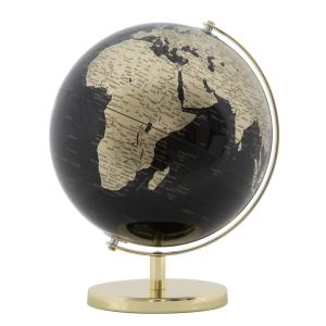 Globe en pvc et base en métal noir et doré Ø 25x34 cm