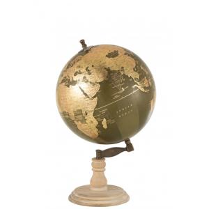 Globe sur pied kaki et or H50cm