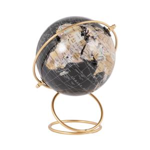 Globe terrestre carte du monde noir et support en métal dor…