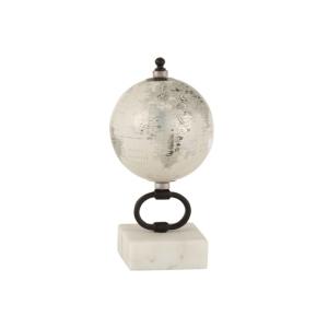 Globe terrestre sur pied en blanc 10x10x20 cm