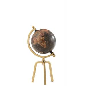 Globe trépied métal/plastique or/noir H40cm