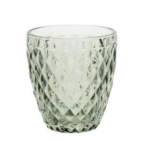 Gobelet en verre effet diamant vert