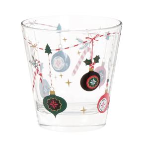 Gobelet en verre imprimé de Noël multicolore