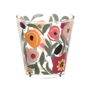 Gobelet en verre motif floral multicolore