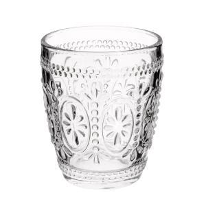 Gobelet en verre motif floral transparent