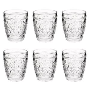 Gobelet en verre motif floral transparent