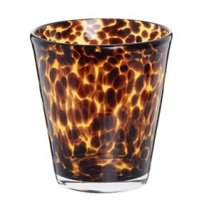 Gobelet en verre motif léopard marron