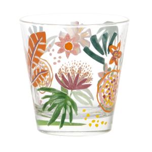 Gobelet en verre motif végétal multicolore