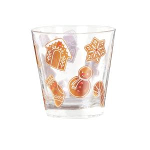 Gobelet en verre motifs biscuits de Noël marron et blancs